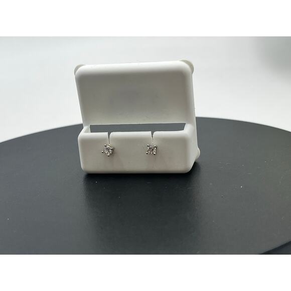 Sterling Silver CZ Pierced Stud Screw Threaded Earrings With Backs New - Picture 3 of 9